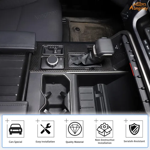 Vista 105 de Aunginsy Marco para panel de cambio de marchas con caja de almacenamiento Compatible con Toyota Tundra/Sequoia 2022-2024 2025 Protector contra