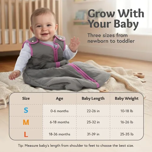 Vista 6 de Saco de dormir para bebé, nido para dormir de Baby Deedee, Rosa (Candy Pink) Patented shoulder snaps and full-length zipper help make dressing and