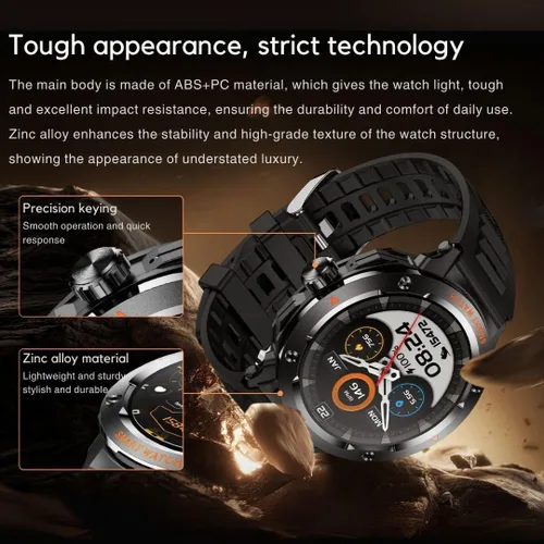 Vista 2 de Reloj inteligente 2 en 1 con audífonos, bisel de aleación de zinc, pantalla redonda de 1.46 pulgadas, función de llamada Bluetooth, reproducción
