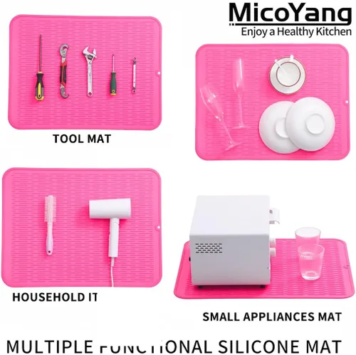 Vista 837 de MicoYang Alfombrilla de Silicona para Secar Platos de Múltiples Usos, Fácil de Limpiar, Ecológica, Alfombrilla de Silicona Resistente al Calor