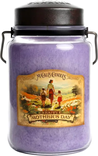 Vista 69 de McCall’s Candles Vanilla Bourbon Vela perfumada de 26 onzas Hecha en EE. UU. Frasco rústico vintage con asa de transporte Fragancia cálida