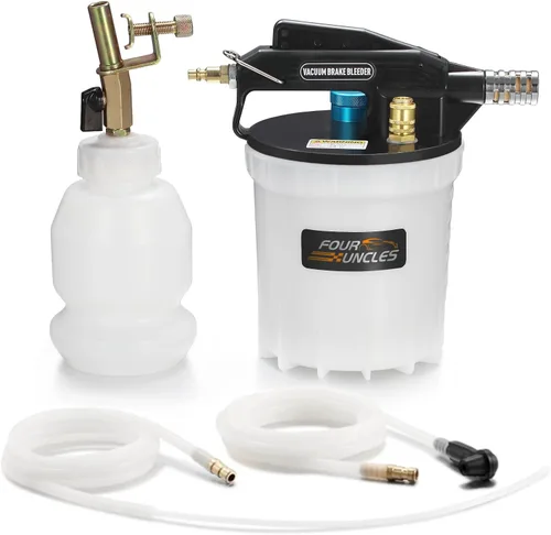 FOUR UNCLES Kit de bomba de vacío de purga de frenos de 2 litros, extractor neumático de líquido de frenos con botella de recarga de 1 litro