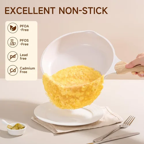 Vista 5 de JEETEE Sartén antiadherente de 8 pulgadas, utensilios de cocina con revestimiento de piedra, sartén antiadherente para tortilla con mango resistente