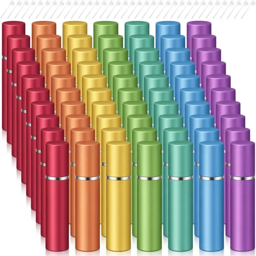 Vista 12 de Atomizadores recargables de perfume para viaje a granel, mini atomizador rociador con bomba dispensadora de recarga de perfume, herramienta de Negro