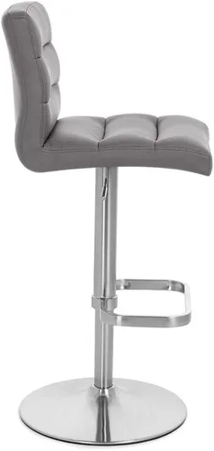 Vista 14 de Zuri Muebles Taburete de bar moderno de altura ajustable gris exuberante con base plana redonda cepillada