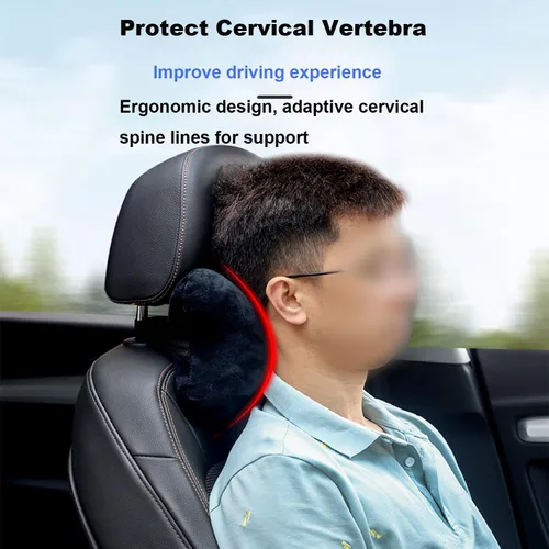 Vista 3 de Almohada para el cuello del auto (paquete de 2), almohada suave con memoria para el reposacabezas del automóvil, cómoda y transpirable, almohada