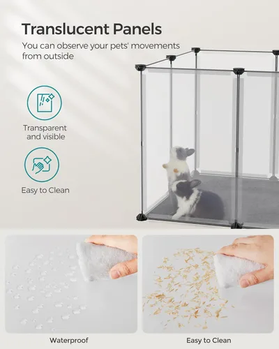Vista 6 de SONGMICS 20 paneles de corralito para mascotas con suelo, corralito de animales pequeños, cerca para mascotas en interiores, recinto de plástico DIY