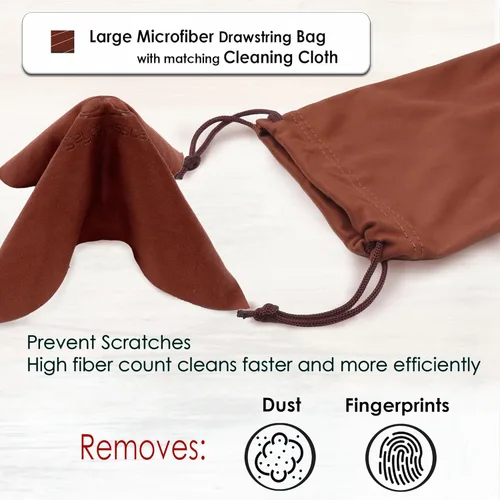 Vista 6 de MyEyeglassCase Estuche grande curvo para gafas de sol - Funda rígida XL para gafas de mujer con bolsa y paño