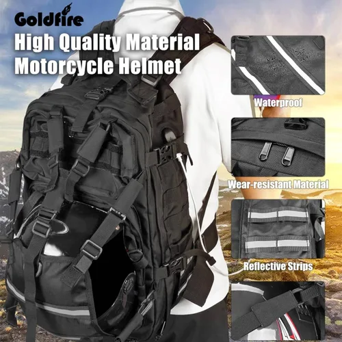 Vista 2 de Goldfire Mochila impermeable de gran capacidad expandible para casco de ciclismo con Molle Systerm militar.., Negro -, Mochilas de viaje