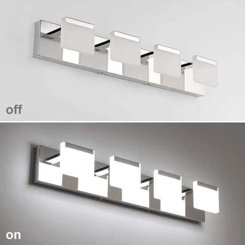 Vista 5 de Ralbay Luces de tocador modernas 4 luces LED modernas para tocador de baño, lámpara de pared sobre espejo