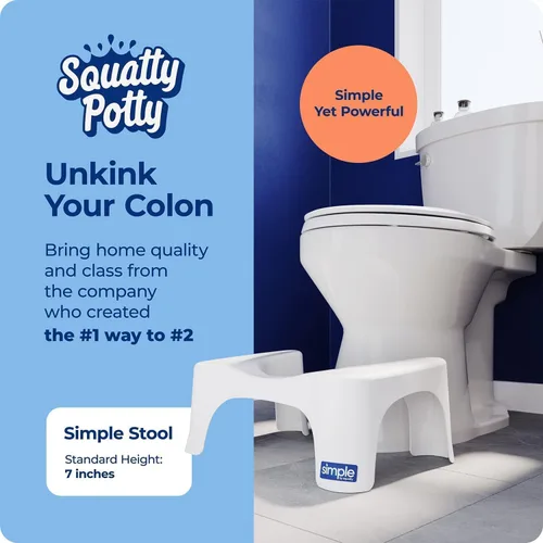 Vista 2 de Squatty Potty Simple Curve - Taburete de inodoro para baño, 7 pulgadas, color blanco