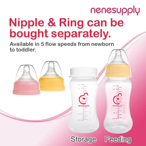 Vista 7 de Nenesupply Biberones de almacenamiento de leche materna de cuello ancho de 9 onzas, paquete de 4, biberones de extractor de leche para usar