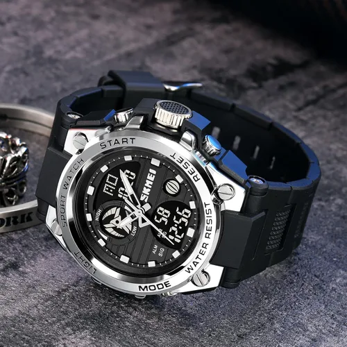 Vista 8 de Gosasa analógico digital relojes S shock hombres Militar ejército reloj de pulsera 164.0ft impermeable alarma cronómetro luminoso manos LED reloj