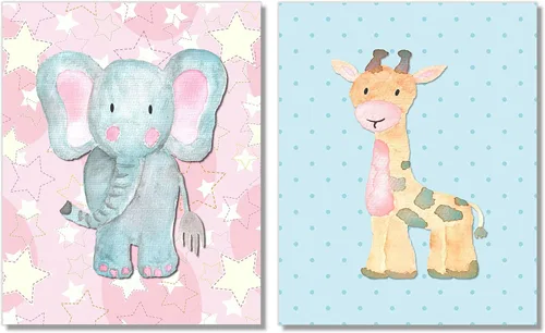 Vista 3 de Baby Safari Animals Art Prints - Nursery Wall Decor - (Set of 6) - 8x10 - Unframed