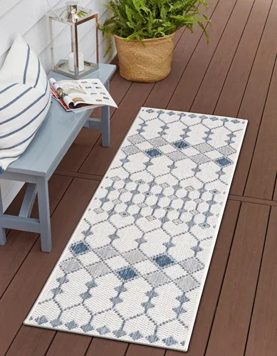 Vista 18 de Unique Loom Outdoor Trellis Collection Alfombra de área - Traliccio (10 pies x 14 pies 1 pulgada Rectangular, Verde/ Marfil)