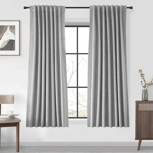 Vista 78 de UHITECH Cortinas opacas cortas de 24 pulgadas de largo para sala de estar, juego de 2 paneles con pestaña trasera, bolsillo para barra, cortinas