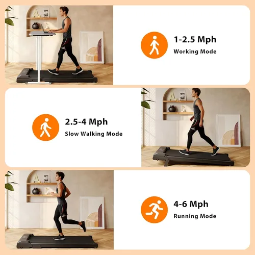 Vista 3 de Walking Pad Treadmill, Under Desk Treadmill for Home/Office with 250 lbs Weight Capacity, 2.5HP Low Noise Walking Pad, Remote Control, LED Display