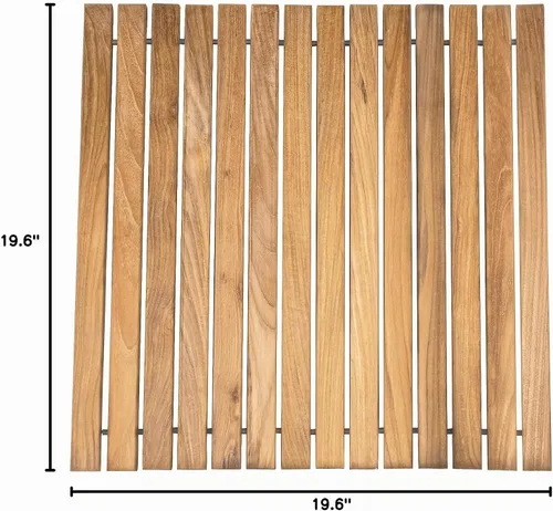 Vista 9 de Nordic Teak - Tapete de Cuerda de Madera de Teca 100% Maciza - Para Uso Interior y Exterior - Plataforma de Madera Antideslizante para Sauna Acabado