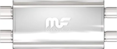 Vista 4 de MagnaFlow Silenciador de escape de rendimiento 12568: entrada/salida de 2.5"/2.5", ovalado de 5x11x22", acero inoxidable, acabado satinado