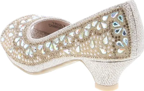 Vista 3 de Bella Marie Truly Kids - Sandalias de tacón de gatito para niñas, zapatos de vestir