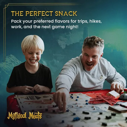 Vista 7 de Mythical Meats Sabor original (basilisco) Paquete de 12 palitos de bocadillo – Alligator suave con cerdo y carne de res – Carnes secas