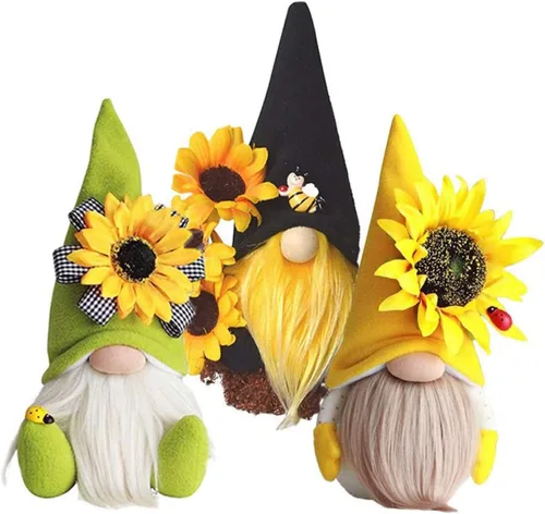 HYTYJJ - Decoraciones de gnomo de peluche para el hogar, decoración de gnomo de girasol de primavera y verano, muñeca de felpa hecha a mano, adornos