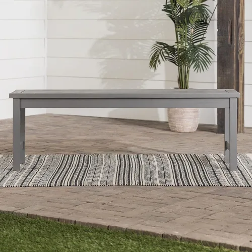 Vista 2 de Walker Edison Rendezvous - Banco moderno de madera de acacia maciza para patio, 53 pulgadas, color gris lavado