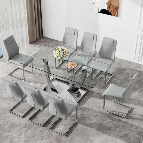 Vista 68 de Mesa de comedor moderna para mesa de comedor de mármol sintético de 4/6, 63 pulgadas, mesa de cocina rectangular, mesa de cocina y comedor de fácil