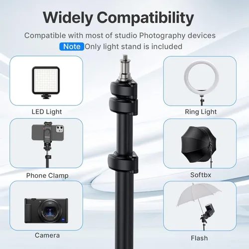 Vista 3 de Ulanzi TT43 Soporte de luz extensible para fotografía, trípode de aluminio ajustable de 6.23 pies, trípode de iluminación de estudio portátil