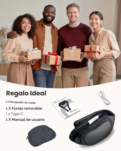Vista 9 de Snailax Masajeador de cuello inalámbrico con calor, masajeador de hombros Negro