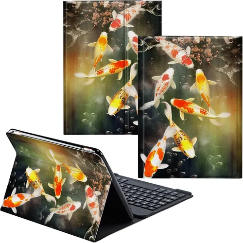 Vista 70 de Funda para Samsung Galaxy Tab S6 Lite 2022/2020 Teclado Inalámbrico Desmontable y Cubierta De Soporte De Cuero PU Funda Protectora Para Samsung