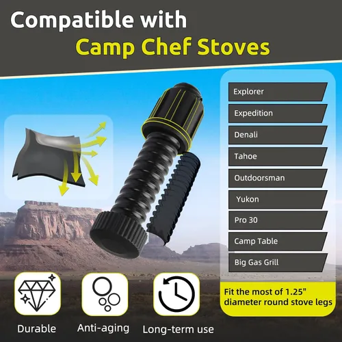 Vista 2 de Niveladores de patas de estufa de campamento ajustables, accesorios para estufas Camp Chef Explorer, apto para estufa de campamento al aire libre