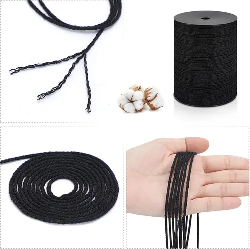 Vista 2 de Cordón de macramé de 0.079 pulgadas x 656 yardas, cuerda de macramé 100% algodón natural, cuerda de algodón trenzado de 3 hebras para colgar plantas