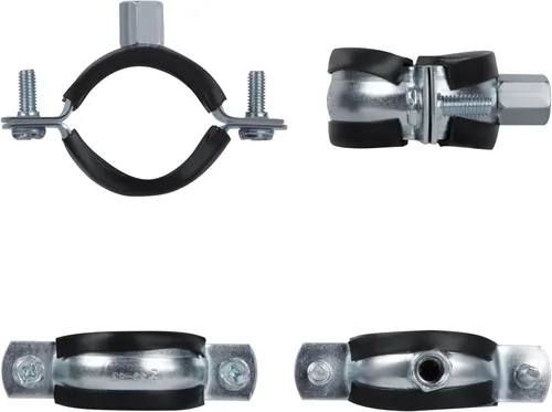 Vista 4 de 6 piezas de percha de tubo de anillo dividido, abrazadera de soporte de tubo ajustable resistente con tornillo y tubo de expansión, soportes