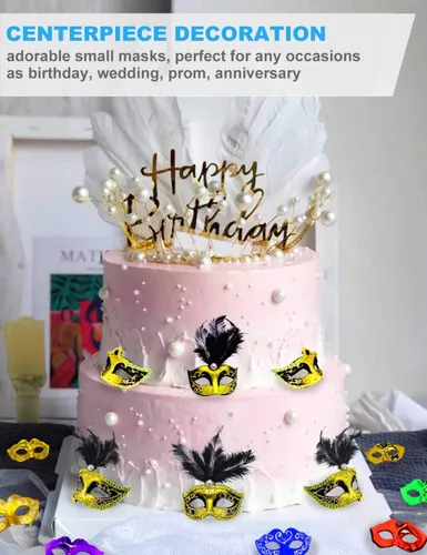 Vista 3 de 12 mini máscaras para decoración de fiesta de Halloween, Mardi Gras, fiesta de cumpleaños, decoración de cupcakes, regalos novedosos