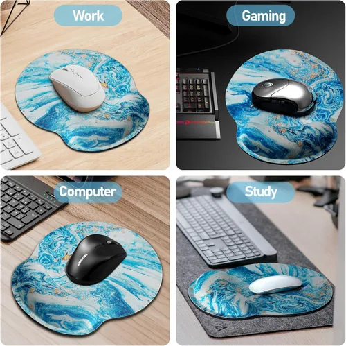 Vista 7 de Alfombrilla de mouse con reposamuñecas, alfombrilla de mouse ergonómica con soporte para la muñeca, alfombrilla de mouse para aliviar el dolor