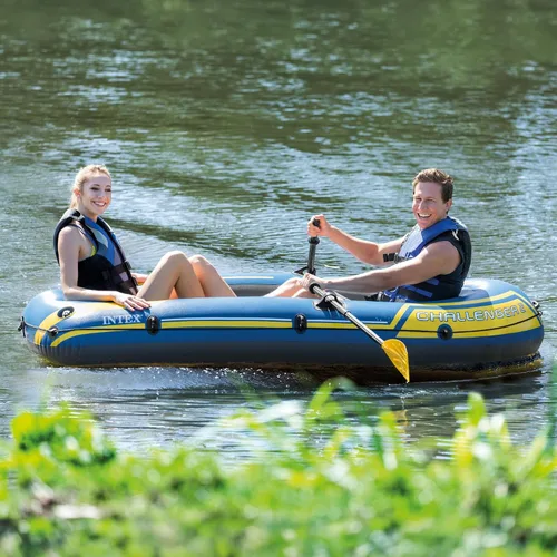 Vista 2 de Set de Bote Hinchable Intex Challenger 2: Incluye Remos Deluxe de 48 Pulgadas y Bomba de Alta Potencia Amarillo