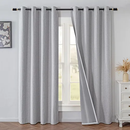 Vista 51 de IGEMAEVE Cortinas opacas de tamaño personalizado para dormitorio, 100 % opacas, 1 panel, aislamiento térmico, cortinas de oscurecimiento