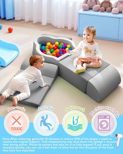 Vista 8 de Markdang - Juego de juegos suaves, bloques de escalada de espuma para bebés con parte inferior de partículas antideslizantes para niños de 6 a 24
