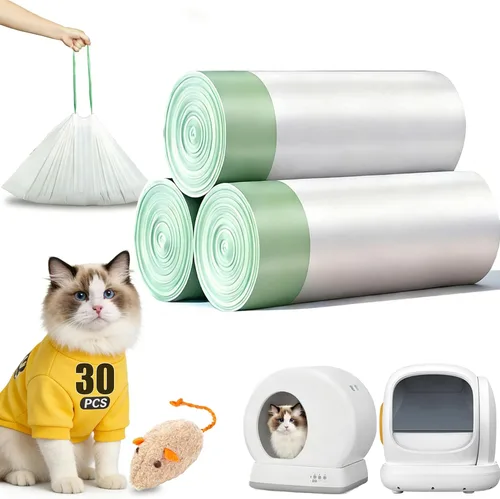 30 bolsas de arena para gatos autolimpiantes aptas para MW-SC01/MW-SC02/MW-LR01, con cordón resistente para receptáculos de arena para mascotas,