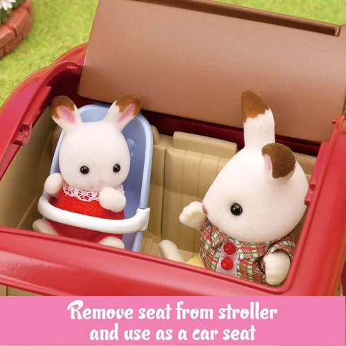 Vista 5 de Calico Critters - Auto de Crucero Familiar para Muñecas, Vehículo de Juguete con Asientos para hasta 5 Figuras Coleccionables