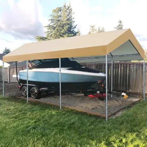 Vista 6 de Cubierta de toldo de repuesto para carport para carpa de automóvil, cubierta de refugio de garaje, lona con cuerdas elásticas de bolas