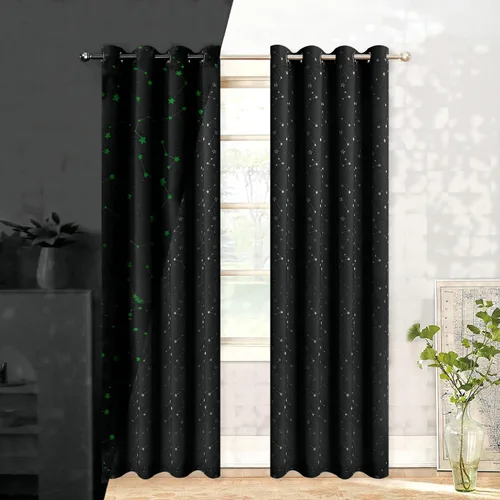 Cortinas opacas negras para dormitorio, cortinas de oscurecimiento de habitación de 63 pulgadas de largo, cortinas opacas para sala de estar,