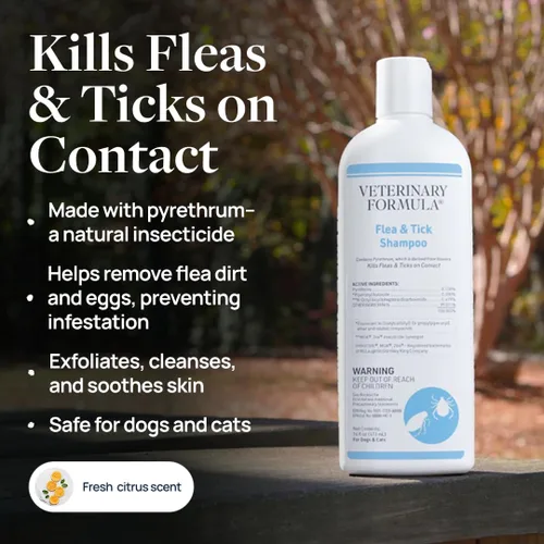 Vista 2 de Veterinary Formula Champú para pulgas y garrapatas para perros y gatos, fórmula de control de pulgas y garrapatas ayuda a calmar la picazón