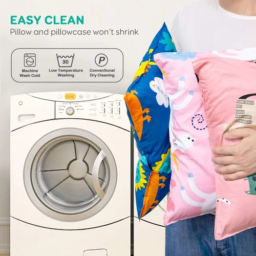 Vista 7 de Cottonblue - Almohada para niños pequeños con funda de almohada de 100 % algodón orgánico de 14 x 19 pulgadas, para dormir, lavable a máquina