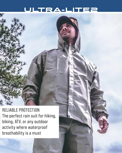 Vista 6 de FROGG TOGGS Chaqueta de lluvia impermeable transpirable Ultra-lite2 de 2 capas para hombre, Caqui, Mediana