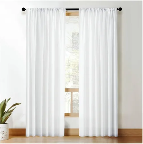 45 cortinas opacas con bolsillo para barra, cortina de ventana de color liso suave al tacto, oscurecimiento de habitación, color blanco, 34 pulgadas