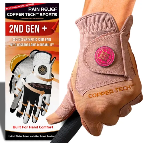 Vista 15 de Copper Tech Plus Ladies Golf Gloves Women (2nd Gen) Copper Compression Joint Support with Flexible & Comfortable Fit Tacky Silicone Pad