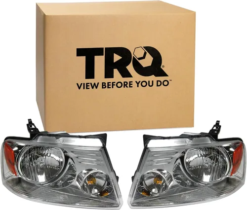 Vista 447 de TRQ Juego de Conjunto de Ensamble de Faros de 2 Piezas de Desempeño Halógeno con Marco Cromado Conductor y Lado del Pasajero Compatible con Mercedes