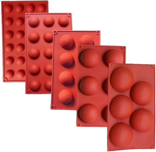 Vista 8 de Molde de silicona semicircular, media esfera para chocolate, caramelos y gomitas, juego de utensilios para hornear y decorar pasteles, cúpulas